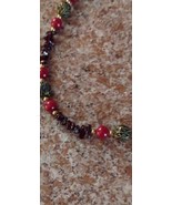 Vntg Natural Red Coral Amethyst Gemstone Graduating Round Beaded Necklac... - $64.35