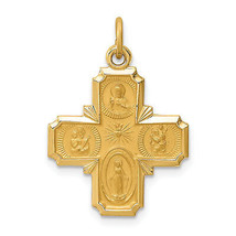 14k Solid Polished/Satin Small 4-Way Medal XR1785 - $420.24