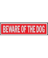 BEWARE OF THE DOG Adhesive Sign 2x8 Door Sticker RED Aluminum Security H... - $26.86 CAD