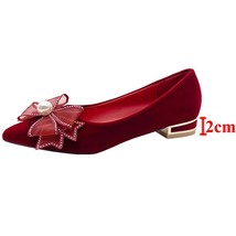 New Big Pearl Comfort Low Heels Pumps Women Slip-On Crystal Bowtie Party Shoes W - £29.21 GBP