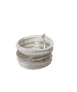 Vtg 90s Boho White Glass Transparent Micro Bead Cuff Bracelet Costume Je... - $27.72