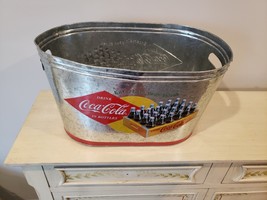 Galvanized Metal Coca Cola Beverage Drink Ice Handled Bucket  - £14.02 GBP