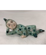 Vintage Pixie Elf Clown Jester Lying Down Japan Polka Dot Figurine - $33.73 CAD