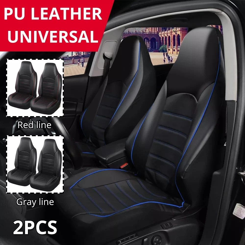 AUTOYOUTH Classic Universal PU Leather Car Front Seat Covers High Back Bucket - £29.74 GBP+