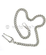 Silver Color Pocket Watch Chain for Men Albert Fob Chain with Belt Clip ... - £11.84 GBP