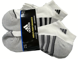 Adidas Men&#39;s Low-Cut Performance Socks Size 6-12 Cushioned Athletic, 6 Pairs - £15.14 GBP