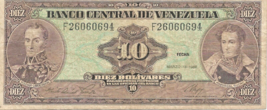 Venezuela CIR.Note 10 Bolivares March 1986 P-61  # 15 - $3.95