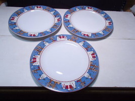 3/4 Sakura SNOWMAN 11&quot; Dinner Plates Christmas Debbie Mumm - $29.99