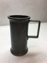 VINTAGE Single Pewter MUG Eagle TOUCH Mark GR Initial SQUARED Handle SLIM - $98.99