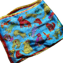 Scarf Blue Dogs Colorful Red Yellow Rectangular 10.5x49” - $12.80