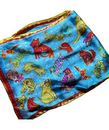 Scarf Blue Dogs Colorful Red Yellow Rectangular 10.5x49” - $12.80