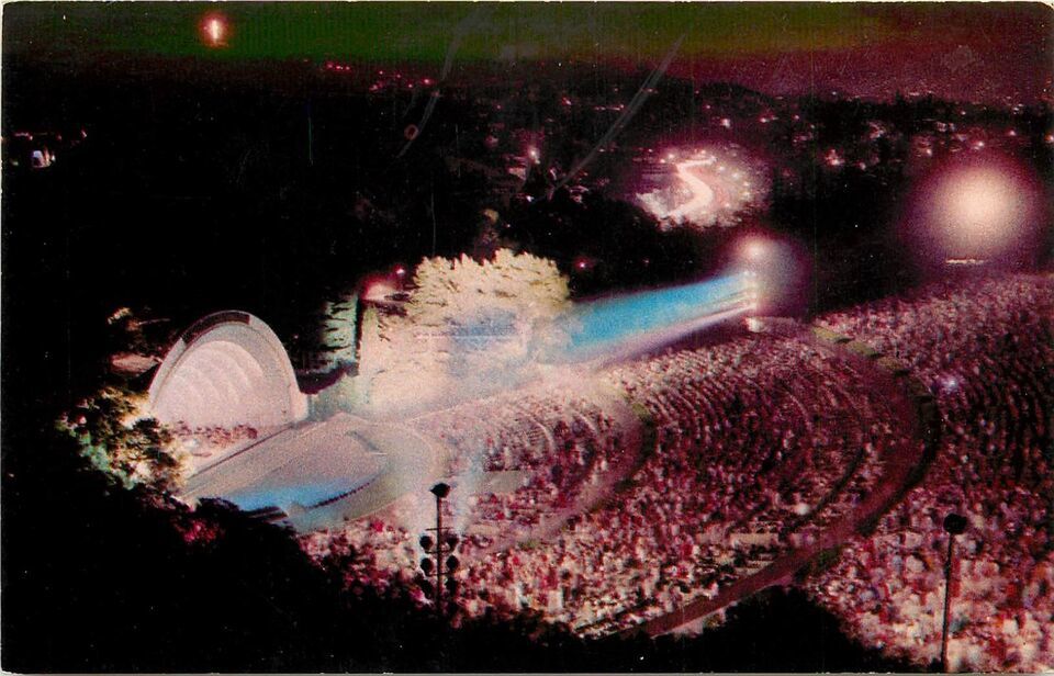 Chrome Postcard CA G009 Air View Hollywood Bowl Summer Concert Curteichc... - $3.47