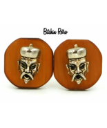 Swank Vintage Cufflinks Asian Oriental Man  Fu Manchu Retro Vibe - $49.00