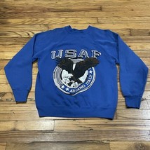 Vintage US Air Force Sweatshirt Adult Medium Blue Italy Eagle Made In USA - $666.27 MXN