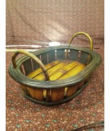 Decorative Bamboo Display Bowl Brown Round  Heavy Duty Dual Handles - $7.20