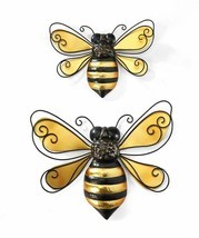 Bumblebee Bumble Bee Wall Decor Set of 2 Iron Black Gold Bee Nature Honey Gift - $39.99