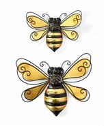 Bumblebee Bumble Bee Wall Decor Set of 2 Iron Black Gold Bee Nature Hone... - £31.86 GBP