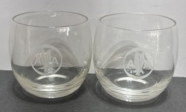 Lot 2 American Airlines Cocktail Glass Roly Poly Aviation Rocks Vintage ... - $32.66