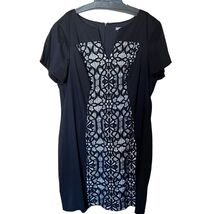 Roz &amp; Ali Womens Plus Sz 24 Short Sleeve Front Lace Centered Black Zippe... - €17,13 EUR