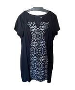 Roz &amp; Ali Womens Plus Sz 24 Short Sleeve Front Lace Centered Black Zippe... - €17,13 EUR