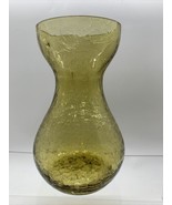 Yellow Crackle Glass Bulb Forcer Vase Vintage 5.75 “ - £8.25 GBP