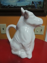 White 9&quot; Cow Bull Pitcher Open Mouth Glazed Ceramic Farmhouse Jug Milk J... - $16.64