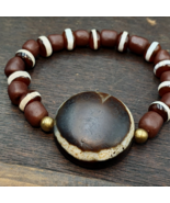 Bracciale vintage tibetano Luk Mik occhio di capra pietra agata decorata... - $128.77