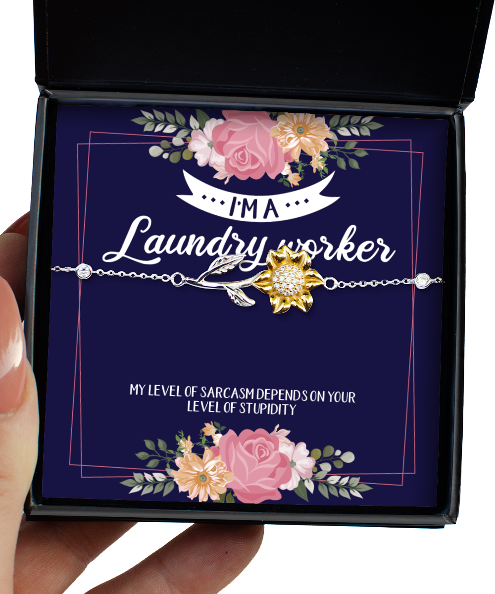 Laundry worker Sunflower Bracelet, Unique Retirement Jewelery Gift features