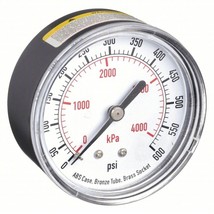 Pressure Gauge 0 to 600 PSI 2 1/2 in Dial 1/4&quot; MNPT Brass Bronze Back AB... - $9.89