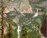 Vtg Postcard 1940s Linen Postcard Vernal &amp; Nevada Falls Yosemite Nationa... - £5.41 GBP