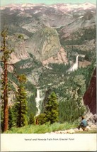 Vtg Postcard 1940s Linen Postcard Vernal &amp; Nevada Falls Yosemite National Park - £5.37 GBP