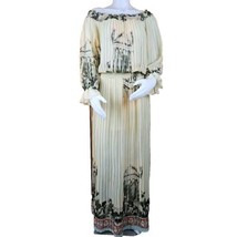 Ark &amp; Co Boho Floral Maxi Dress Womens S Pleated Sheer Chiffon Puff 3/4 ... - £23.11 GBP