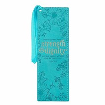 Teal Faux Leather Bookmark | She is Clothed Strength Dignity Proverbs 31:25 Bibl - £4.74 GBP