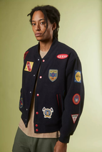 New Urban Outfitters GUESS ORIGINALS Keen Letterman Jacket Embroidered Patches M - £79.62 GBP