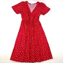 Lark + Grey Womens Petite Small Red White Polka Dots Short Sleeve Dress - $18.80