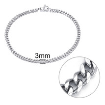 Men Simple Stainless Steel Curb Cuban Link Chain Bracelet for Women Unisex Bangl - £12.45 GBP