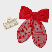 A New Day™ Pearl Hair Claw Clip Heart Bow Set 2pc Red Gold - $183.05 MXN A New Day™ Pearl Hair Claw Clip Heart Bow Set 2pc Red Gold - $183.05 MXN
