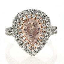 Argyle 2.25ct Natural Fancy Pink &amp; White Diamonds Engagement Ring 18K Pear - £15,904.22 GBP