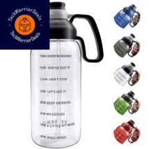 64 OZ Water Bottle with Straw and Time Half Gallon clear  - £23.46 GBP