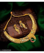 Joharibazar Rajwadi Gold Plated Kundan Meena Temple Choker Jewelry Set Gift - €28,96 EUR