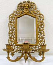 Bradley and Hubbard Victorian Brass Bacchus Mirror Triple Candle Wall Sconce - $266.31