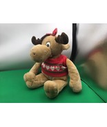 VTG Commonwealth Moostletoe Plush Christmas Moose Stuffed Animal Toy 1987 - £16.80 GBP