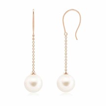 ANGARA Dangling Solitaire Freshwater Cultured Pearl Earrings in 14K Rose Gold - £233.60 GBP