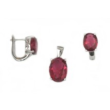 Women&#39;s 925 Sterling Silver Cubic Zirconia Rhodium Pendant &amp; Earrings Set -DA163 - £32.94 GBP