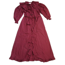 NWT MILLE Resort &amp; Travel Vivian in Claret Ruffle Collar Maxi Shirt Dress M - £74.39 GBP