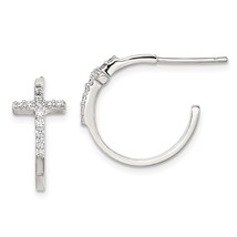 Sterling Silver Cubic Zirconia Cross Hoop Earrings - £63.26 GBP