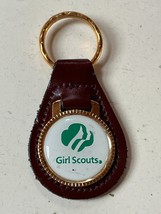 Faux Brown Leather w Girl Scouts Medallion Key Chain Backpack Decoration – - £7.56 GBP