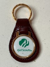 Faux Brown Leather w Girl Scouts Medallion Key Chain Backpack Decoration – - £7.63 GBP