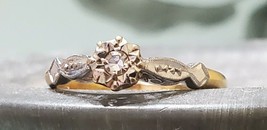 Gorgeous! 18k Yellow &amp; White Gold Vtg Diamond Ring Sz 5 *2.40g* - £231.77 GBP