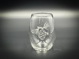 Pinecone - Etched 15 oz Stemless Wine Glass - £10.99 GBP